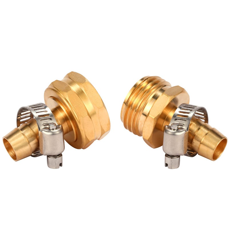 Sanpaint Brass Garden Hose Connector Repair Mender Kit with Stainless Clamp,Fits 1/2" Water Hose Fitting (1/2" Barb x 3/4" GHT) - Image 3